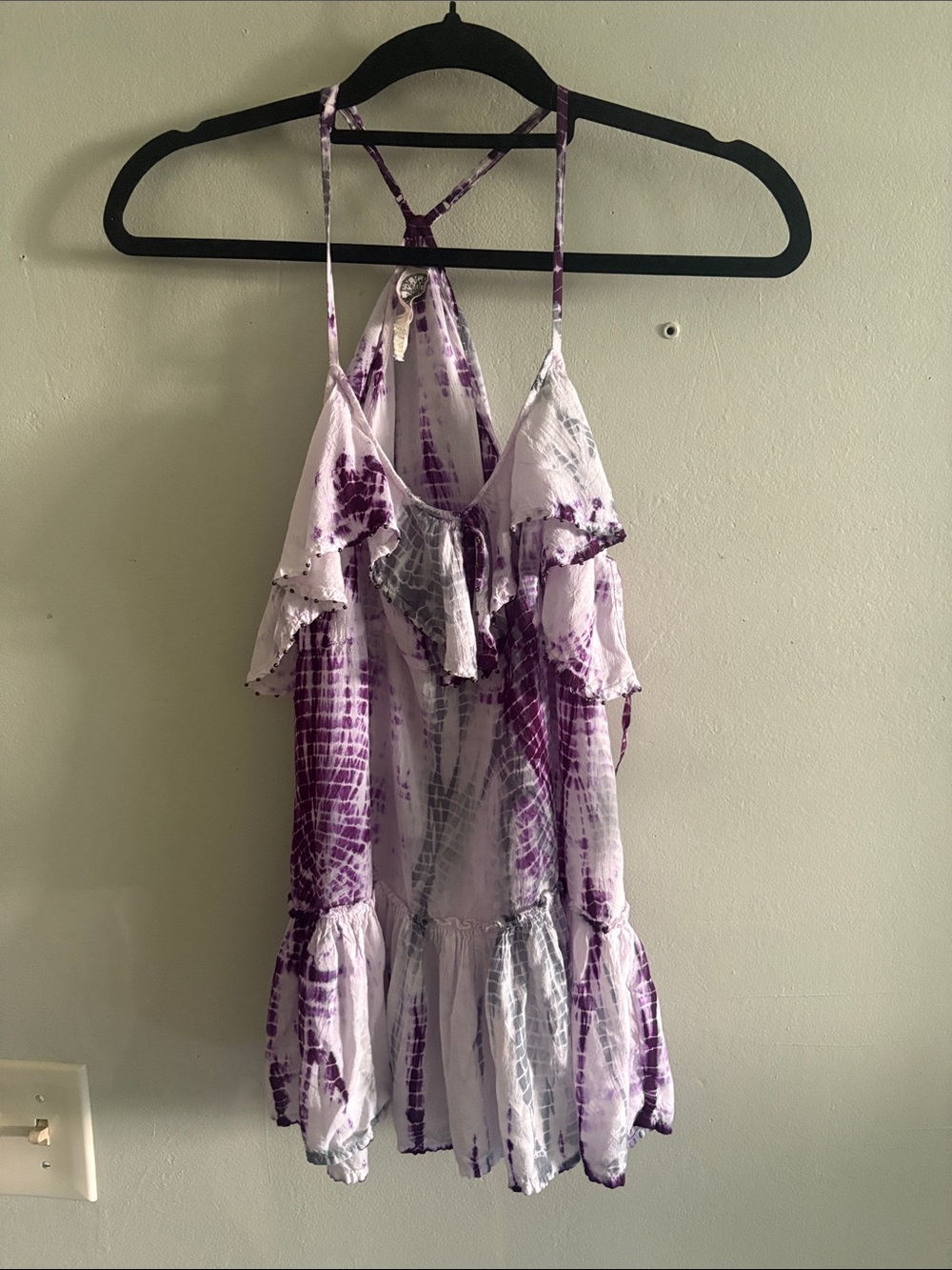 Lucky Brand Purple and White Tie-Dye tank S
